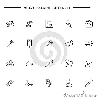 Medical equipment icon set Vector Illustration