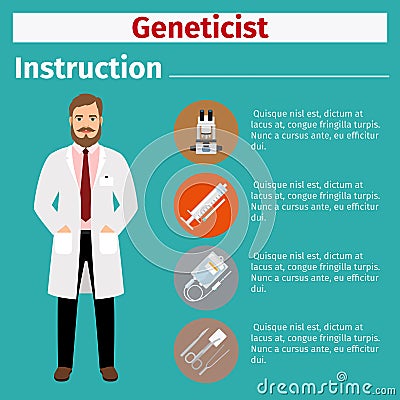 Medical equipment instruction for geneticist Vector Illustration