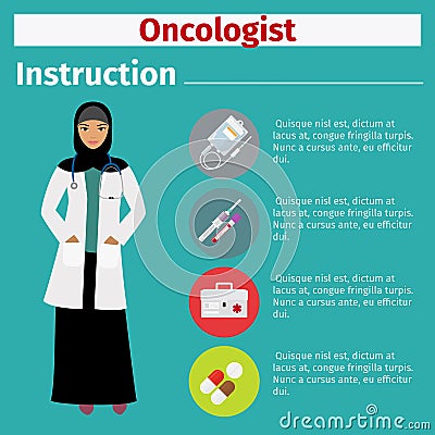 Medical equipment instruction for oncologist Vector Illustration