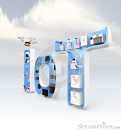 Medical equipment in IoT word Stock Photo