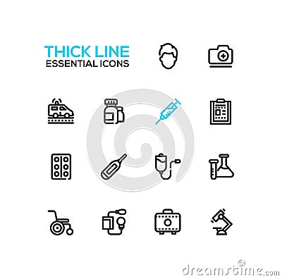 Medical Equipment - line icons set Vector Illustration