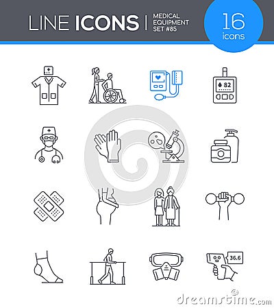 Medical equipment - modern line design style icon set Vector Illustration