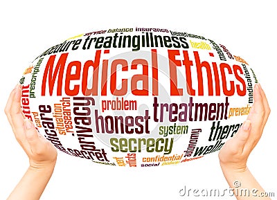 Medical Ethics word cloud hand sphere concept Stock Photo