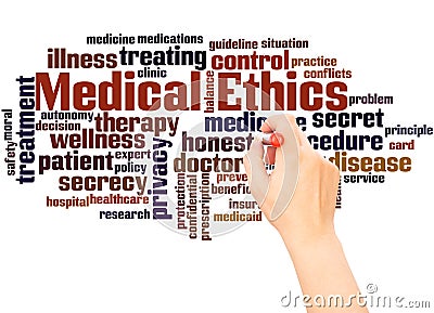Medical Ethics word cloud hand writing concept Stock Photo
