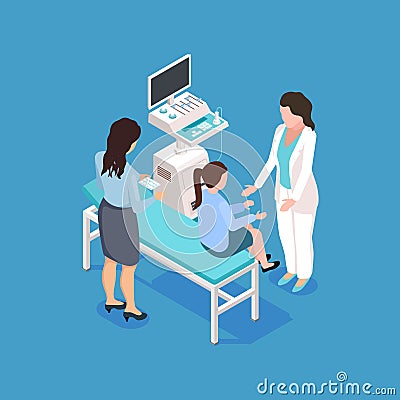 Medical examination of a child isometric vector illustration Vector Illustration