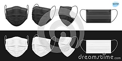 Medical face mask, black and white. Stock Photo