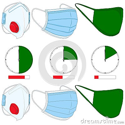 Medical face mask. Different types of surgical mask. Stock Photo