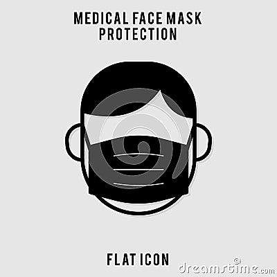 Medical face mask protection. wear mask protection. flat icon design Vector Illustration