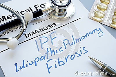 Diagnosis IPF idiopathic pulmonary fibrosis Stock Photo