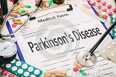 Medical form, diagnosis parkinson`s disease Stock Photo