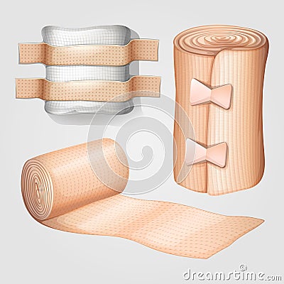 Medical gauze and bandage set Stock Photo