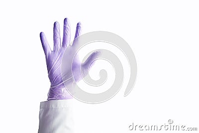 Medical glove. Surgery doctor hand. Medicine healthcare operation equipment Stock Photo