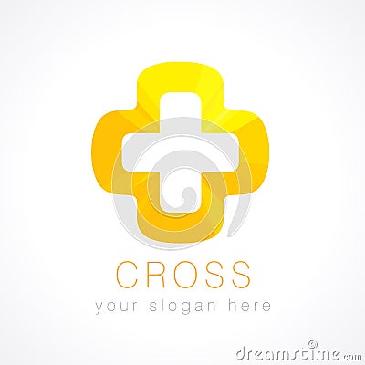 Medical gold colored logo. Vector Illustration