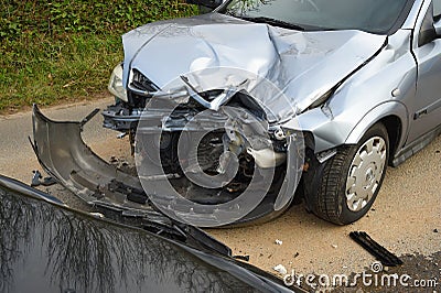 Car damage at road traffic incident. Editorial Stock Photo