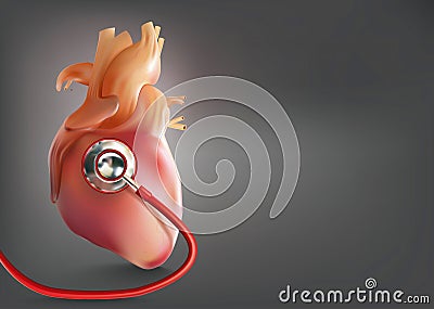 Medical Headphones with Heart or Cardiac Arrest in 3D Illustration Format Stock Photo