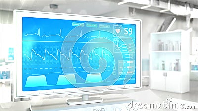 medical healing abstract monitor in high tech clinic room - object 3D rendering Stock Photo