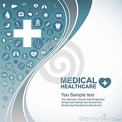 Medical Health care background , circle icons to become heart and wave line Vector Illustration