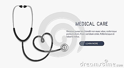 Medical and Health care concept, stethoscope heart shape.Vector Vector Illustration