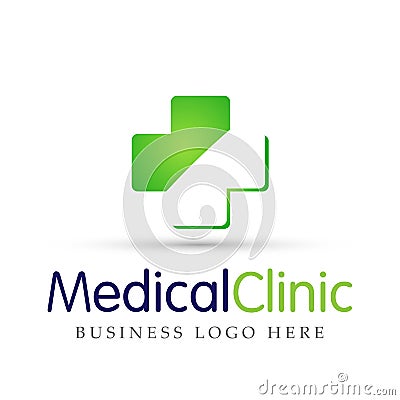 Medical health care cross clinic people family medical health care logo design icon on white background Cartoon Illustration