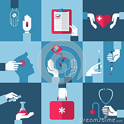 Medical and health care design elements. Vector illustration Vector Illustration