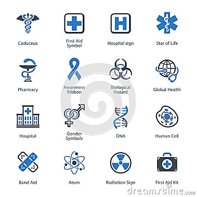 Medical & Health Care Icons Set 1 - Blue Series Vector Illustration