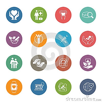 Medical and Health Care Icons Set. Flat Design. Vector Illustration