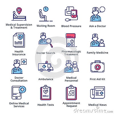 Medical & Health Care Icons Set 2 - Outline Series Vector Illustration