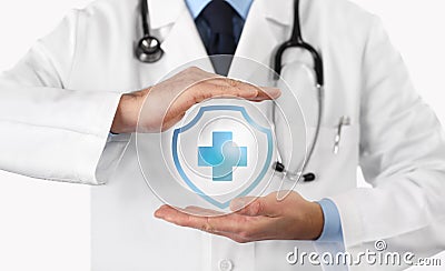 Medical health insurance concept, cross symbol Stock Photo