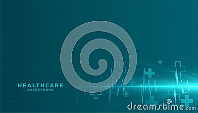 Medical and healthcare background with cardiograph line Vector Illustration