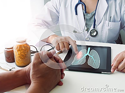 Medical and healthcare concept, lung cancer, pneumothorax Stock Photo