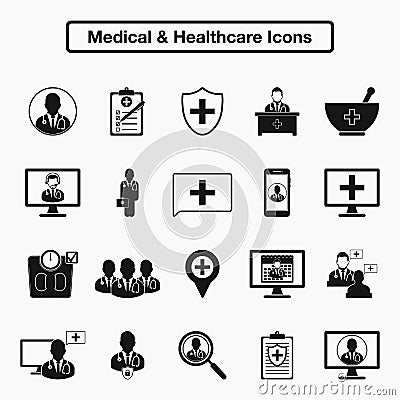 Medical and Healthcare Icon set. Vector Illustration