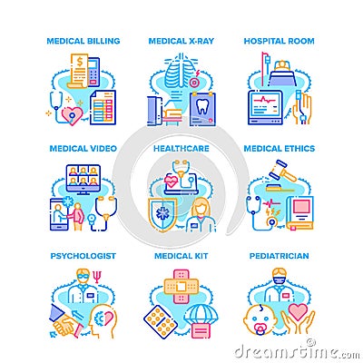 Medical Healthcare Set Icons Vector Illustrations Vector Illustration