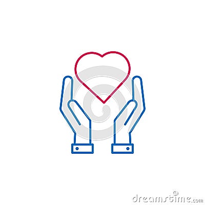 Medical, heart, hands colored icon. Element of medicine illustration. Signs and symbols icon can be used for web, logo, mobile app Vector Illustration