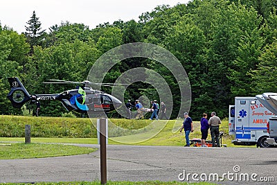 Medical Helecopter Flies in for Transport Editorial Stock Photo