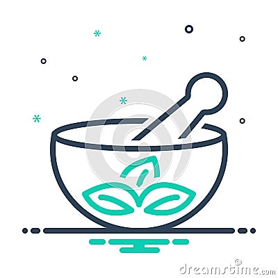 mix icon for Medical Herbs, mortar and pestle Vector Illustration