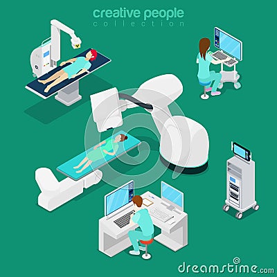 Medical hospital computer diagnostic Flat 3d web s Vector Illustration