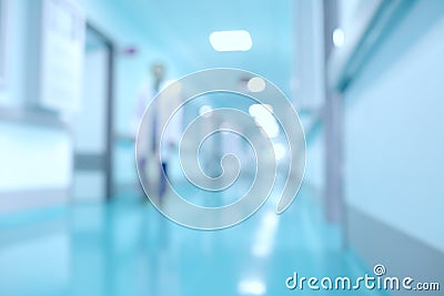 Medical and hospital corridor defocused background with modern l Stock Photo