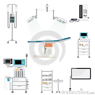Medical hospital with medical equipment Vector Illustration