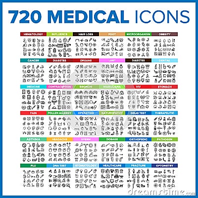 Medical Icon Thin Line Big Set Vector Vector Illustration