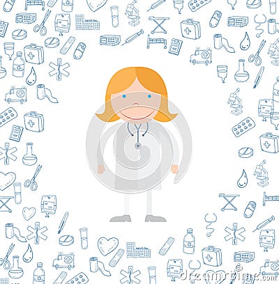 Medical icons doodle. vector illustration Vector Illustration