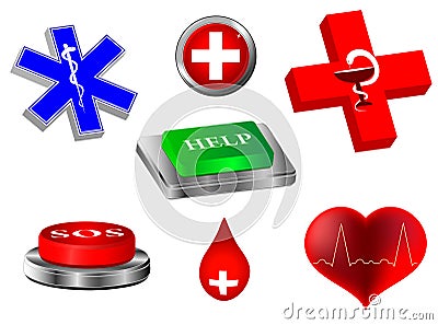 Medical icons. Emergency. Vector. Collection 3d Vector Illustration