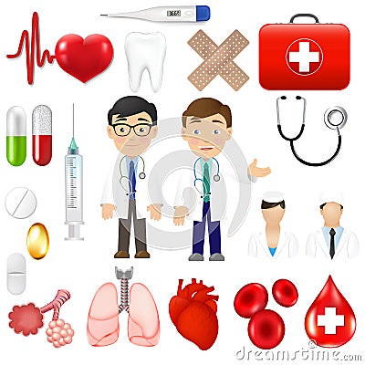 Medical Icons And Equipments Tools With Doctor Icons Vector Illustration