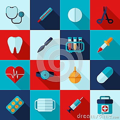 Medical Icons Flat Set Vector Illustration