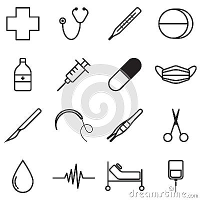 Medical Icons Line Design Stock Photo