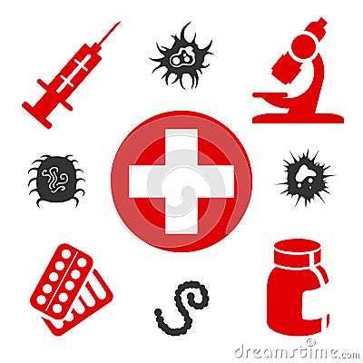 Medical icons with medical equipment Vector Illustration