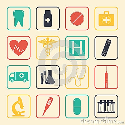 Medical icons set. Healthcare icons. Vector Vector Illustration