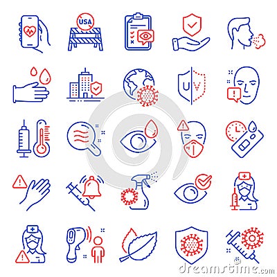 Medical icons set. Included icon as Dont touch, Nurse, Eye drops. Vector Vector Illustration