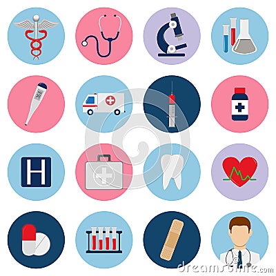 Medical icons set. Vector Vector Illustration