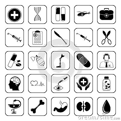 Medical 25 icons set for web and mobile Vector Illustration