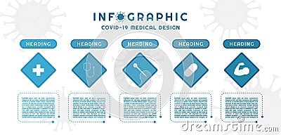 Medical infographic coronavirus-19 concept square shape with space for text Vector Illustration